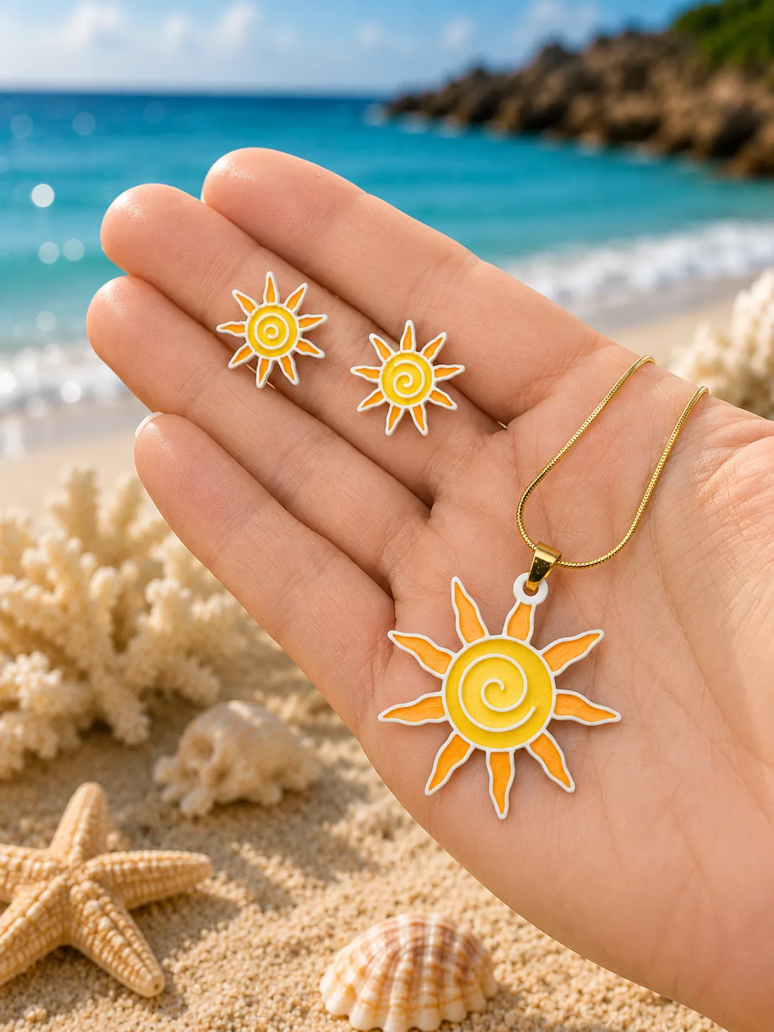 Conjunto pendientes y colgante - Sol view 2