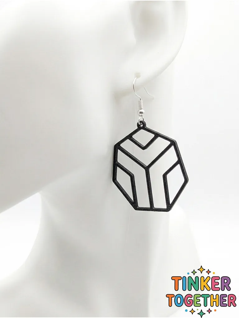 Heptagon lineart earrings - 3 variants view 4