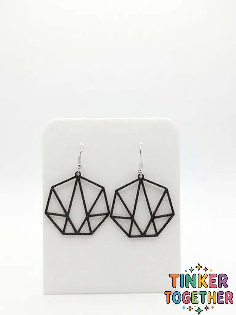 Heptagon lineart earrings - 3 variants view 3