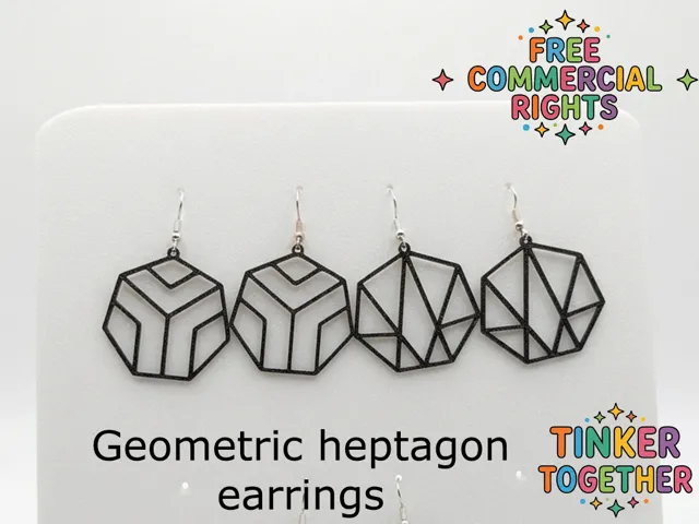 Heptagon lineart earrings - 3 variants