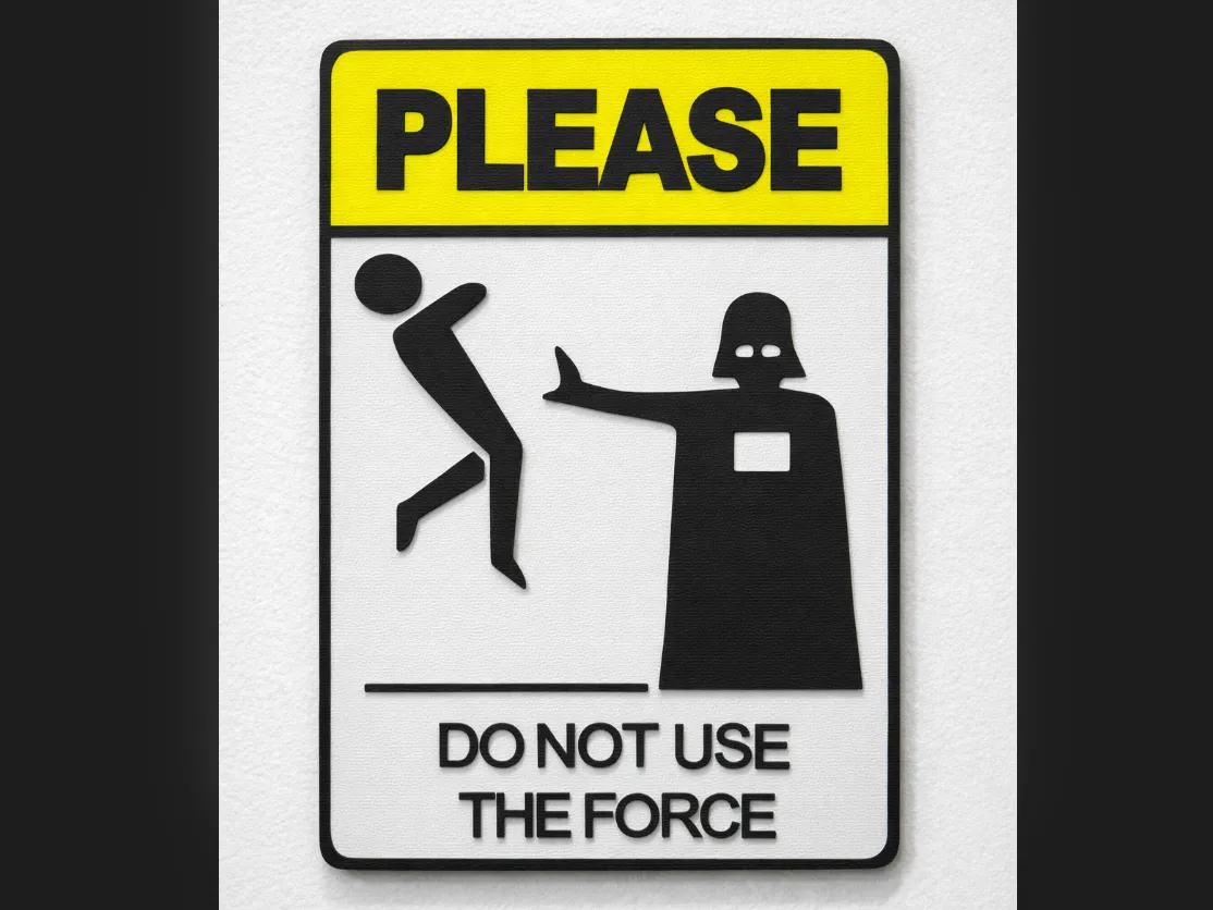 Using The Force Sign WARNING SIGN: “Please Do Not Use the Force