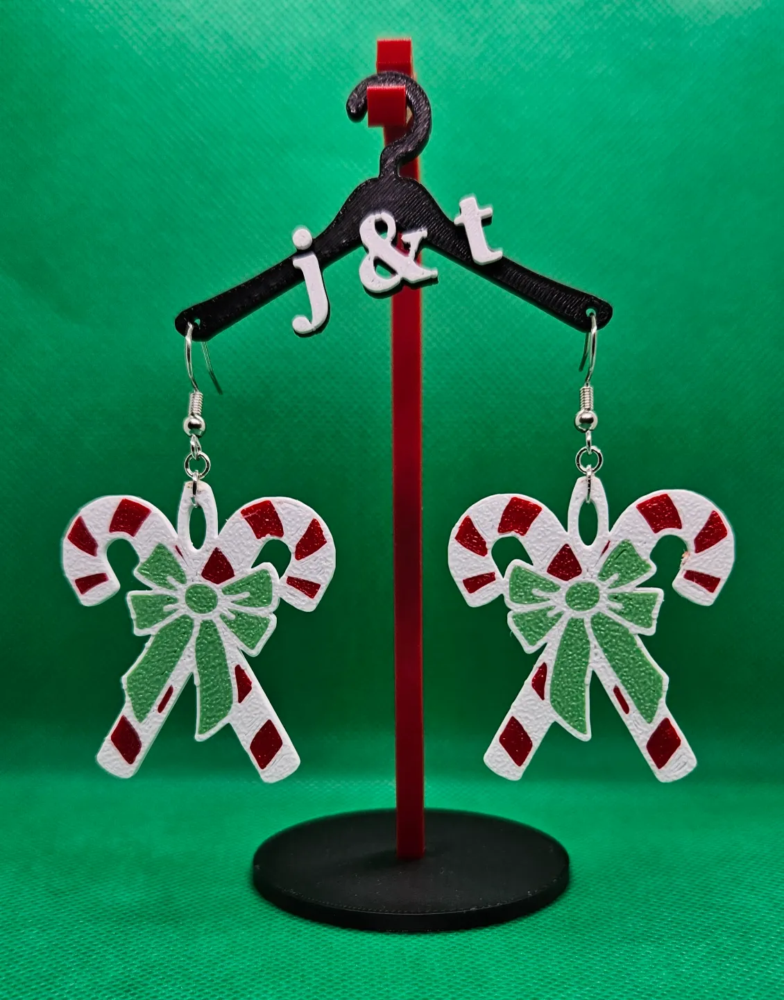 Candy Cane earrings view 2