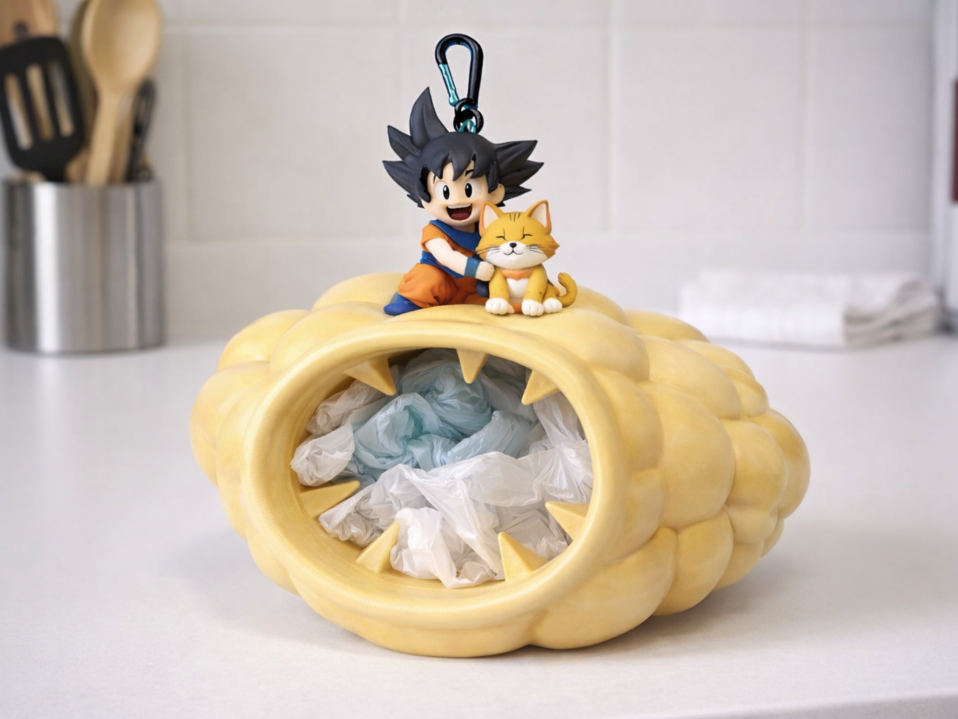 Suporte para Sacolas PET – Goku Nuvem