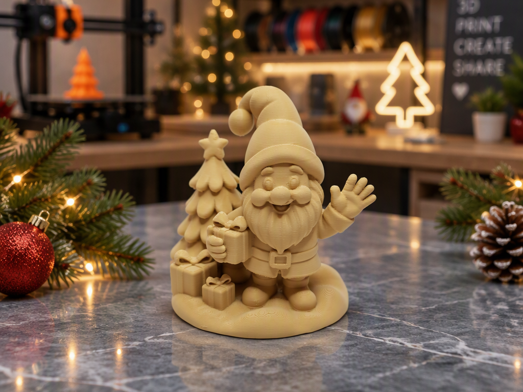 Winkender Geschenkewichtel am Weihnachtsbaum 3D model