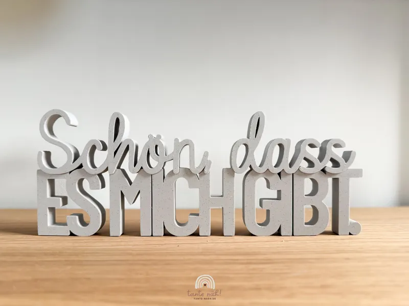 Schön, dass es mich gibt 3D Schriftzug