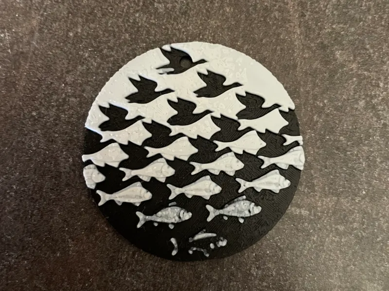 Escher hueforge pendant or keychain