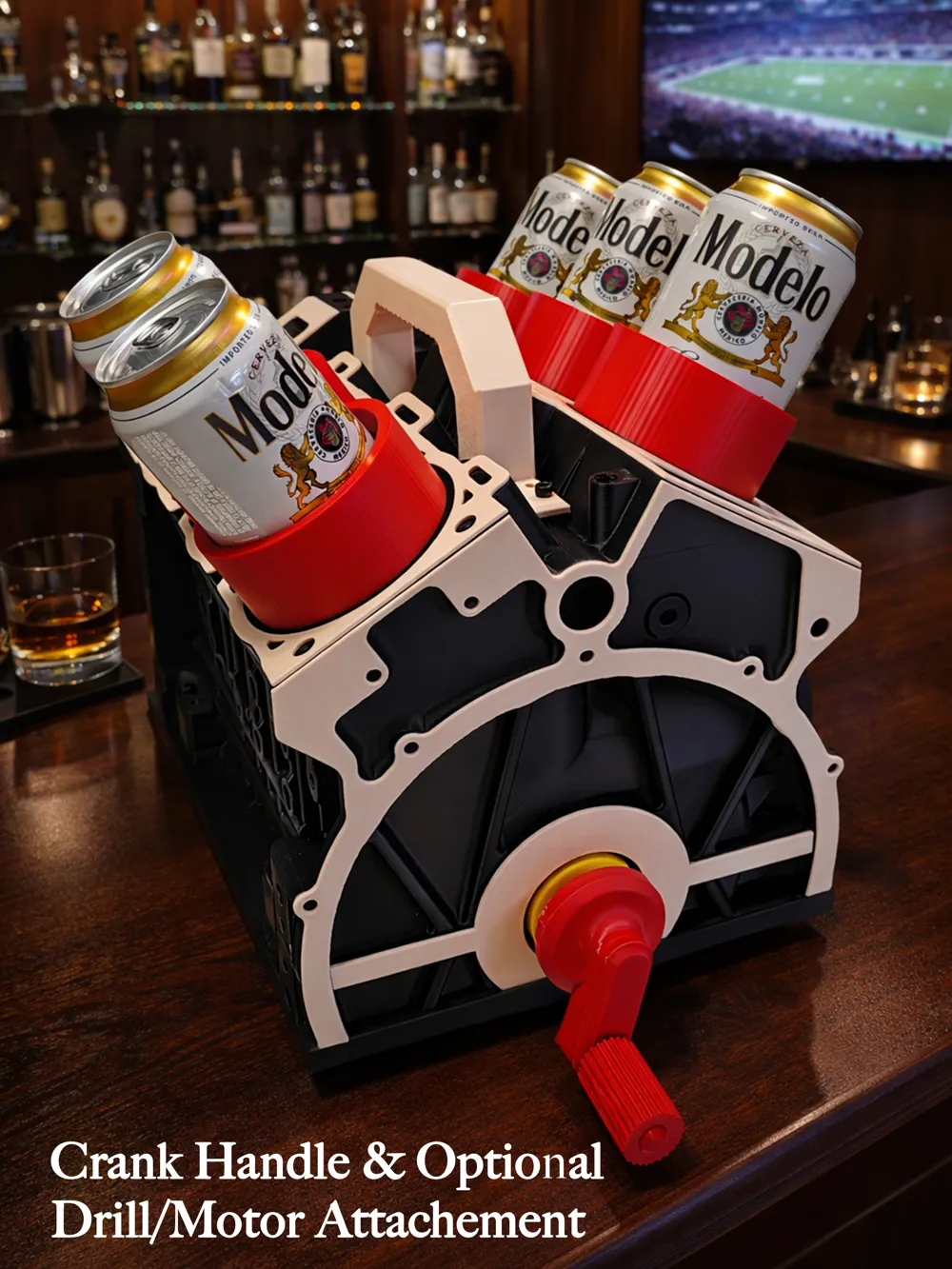 V6 Engine Beer Display with Rotating Crankshaft - Free 3D Print Model ...