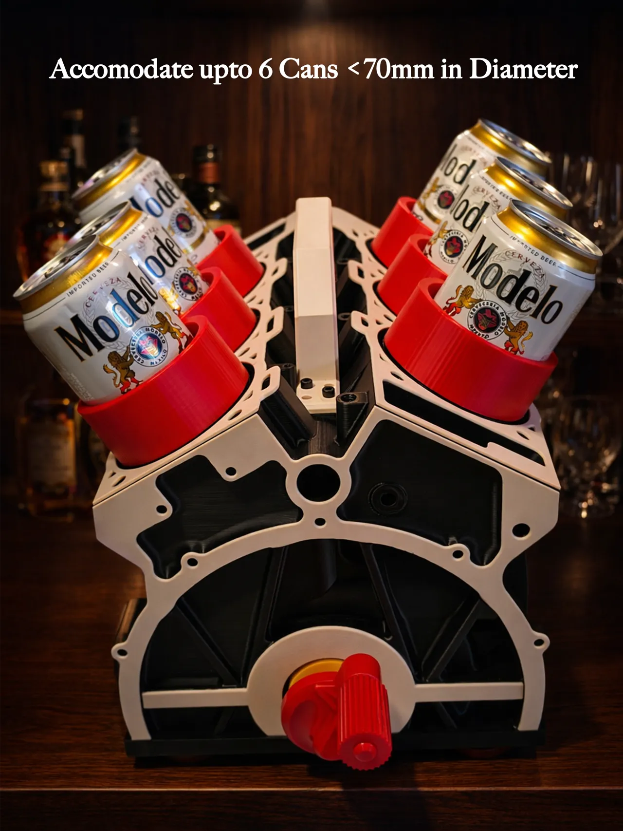 V6 Engine Beer Display with Rotating Crankshaft view 2
