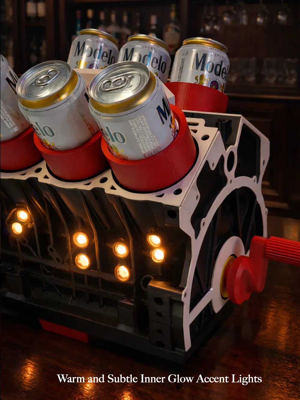 V6 Engine Beer Display with Rotating Crankshaft - Free 3D Print Model ...