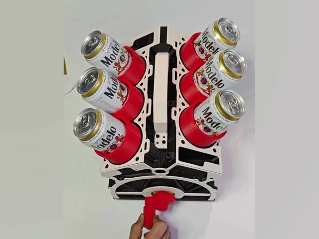 V6 Engine Beer Display with Rotating Crankshaft