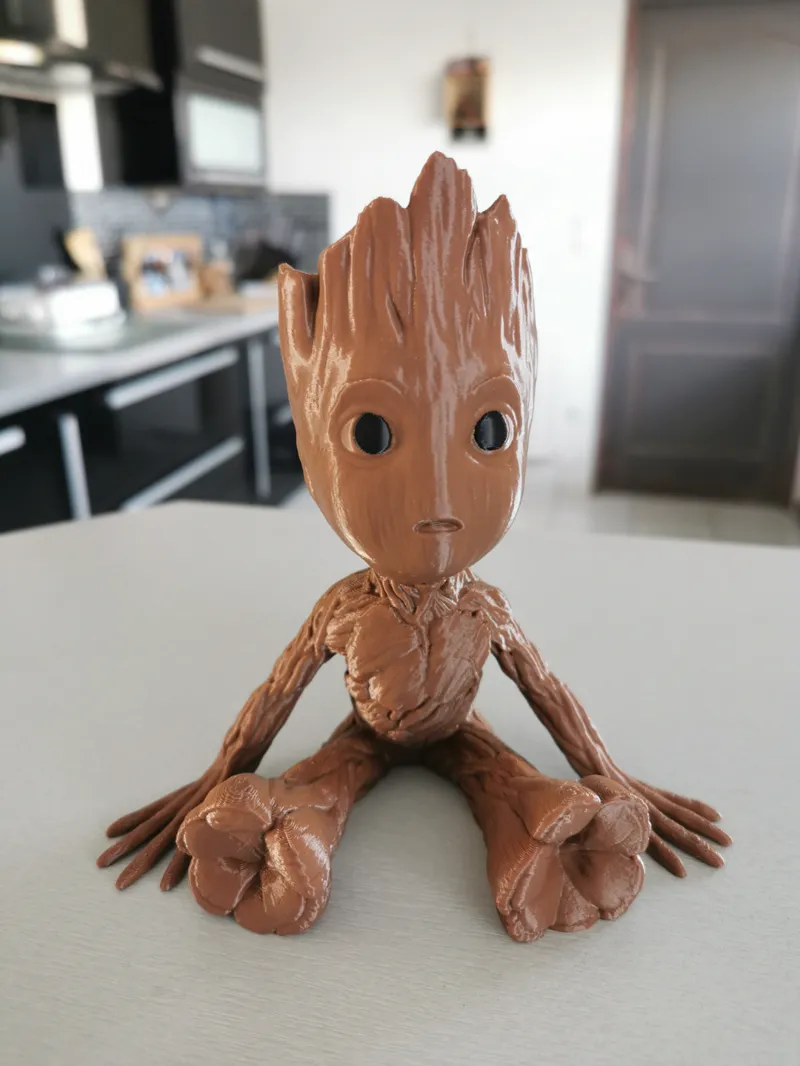 Baby Groot with a flowerpot hole in his head