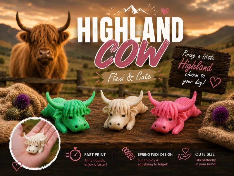 Cute Highland Cow Flexi Spring – Fidget Toy