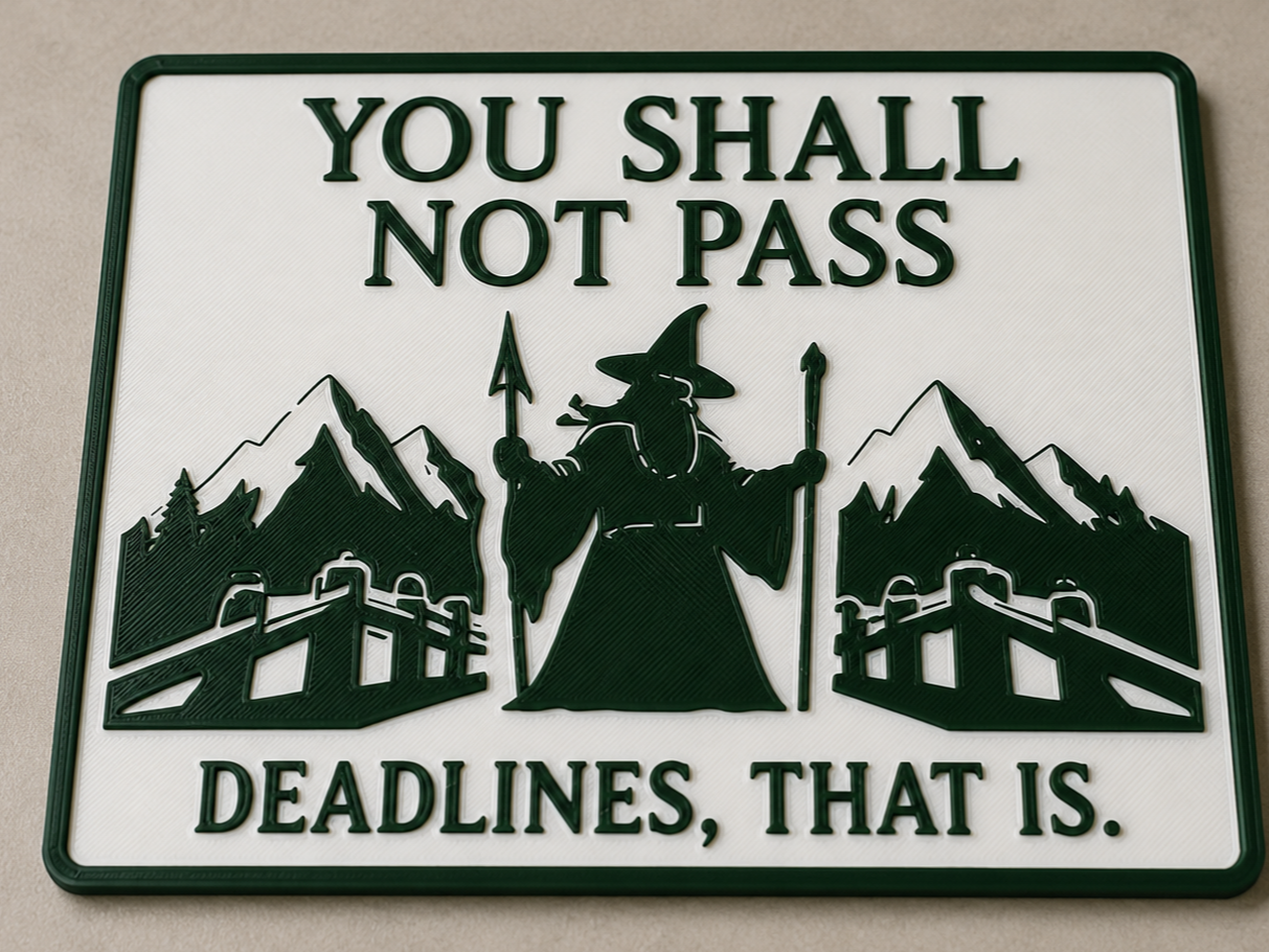 You Shall Not Pass Deadlines Sign