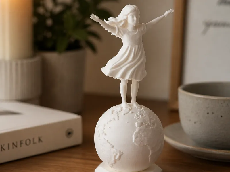 Girl on Planet Earth Figurine – Symbolic Art