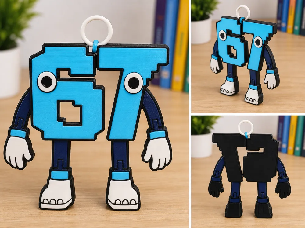 Six Seven 67 Articulated Keychain - Free 3D Print Model - MakerWorld