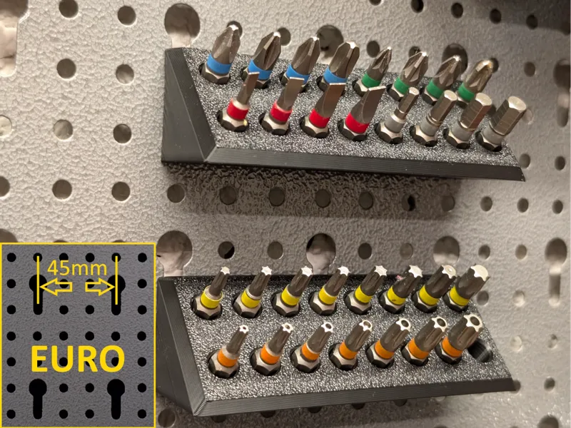 Euro-Lochwand Bit-Halter (2 Größen: 2x8 + 3x8)