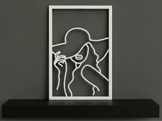 One Line picture "Lady in Hat with frame"