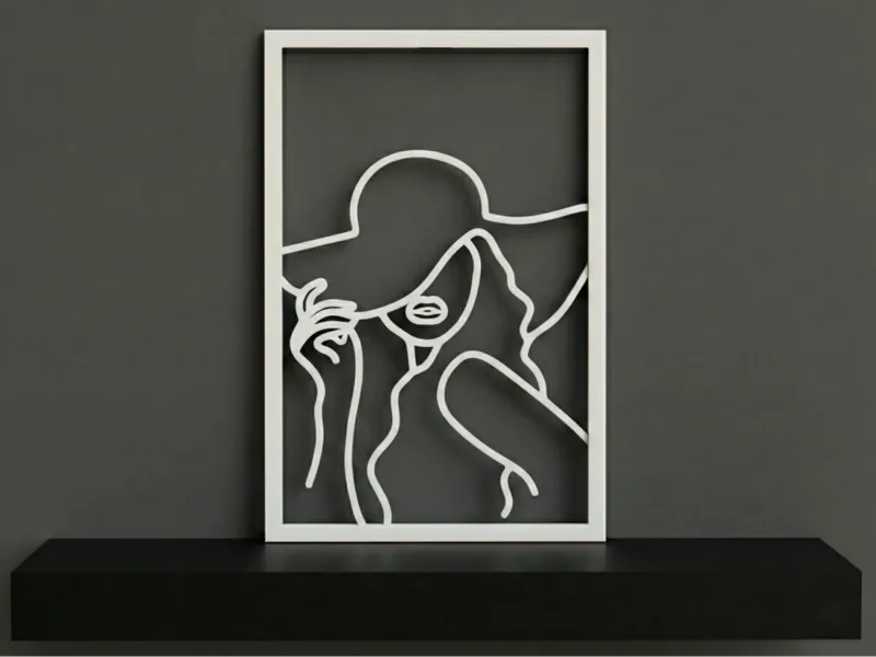 One Line picture "Lady in Hat with frame"