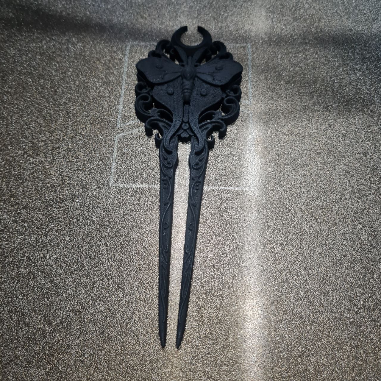 Goth Moon Moth Hairpin Fork - 1