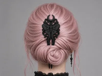 Goth Moon Moth Hairpin Fork