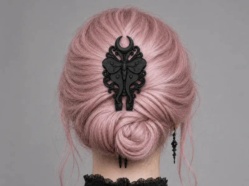 Goth Moon Moth Hairpin Fork