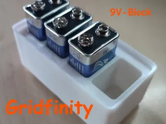Gridfinity Batterie Aufbewahrung 9V Block