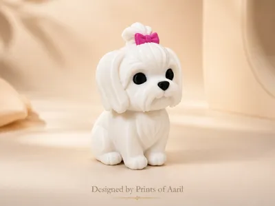 Cute Maltese Puppy Figurine - Kawaii Dog Figurine