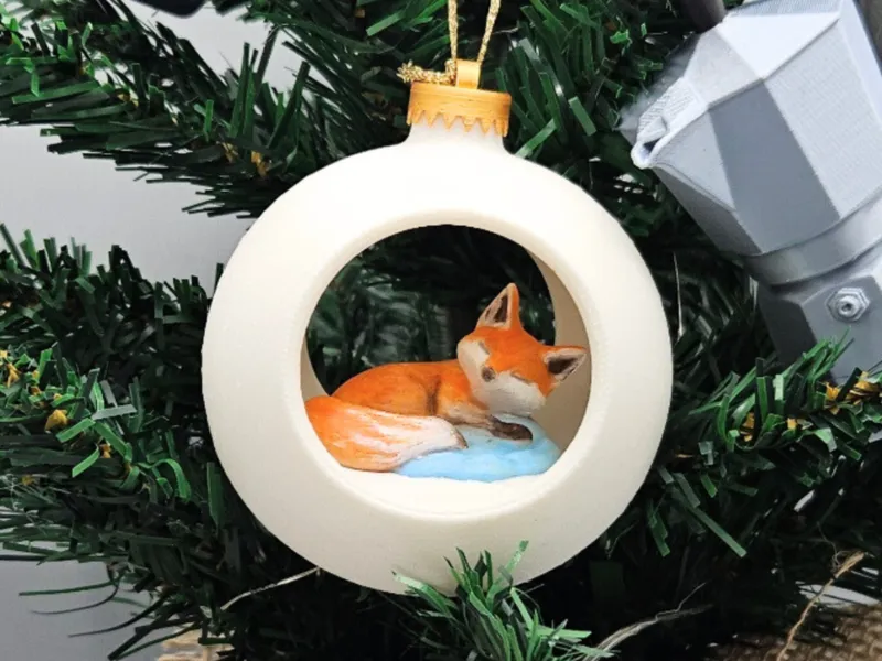 Sleeping Fox Christmas Bauble