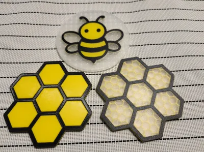 Bee and Honeycomb Coasters