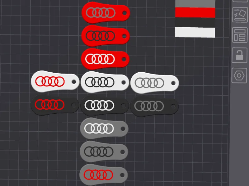 Einkausfwagenchip Schlüsselanhänger im Audi Design