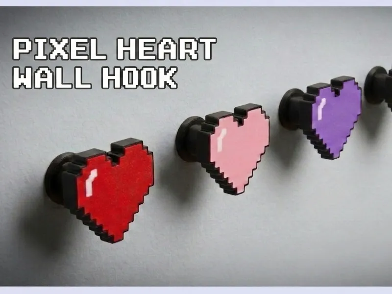 Pixel heart wall hook