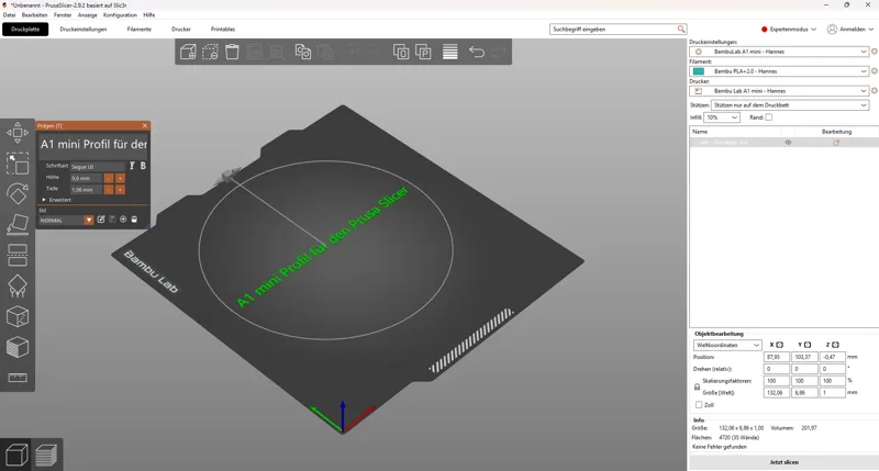Prusa Profil für BambuLab A1 mini