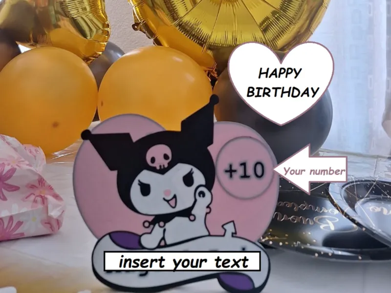 Decorazione per torta di Kuromi Personalizzabile!