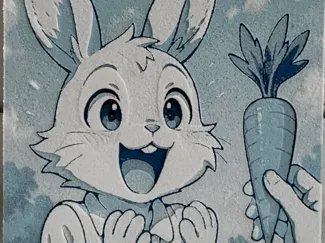 Chroma Canvas Cute Bunny Rabbit and Carrot Blue