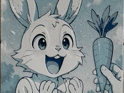 Chroma Canvas Cute Bunny Rabbit and Carrot Blue