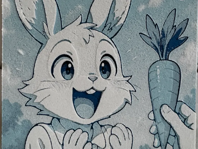 Chroma Canvas Cute Bunny Rabbit and Carrot Blue