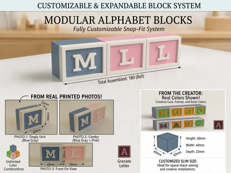 Modular Alphabet Blocks SLIM Edition (60x60x22mm)