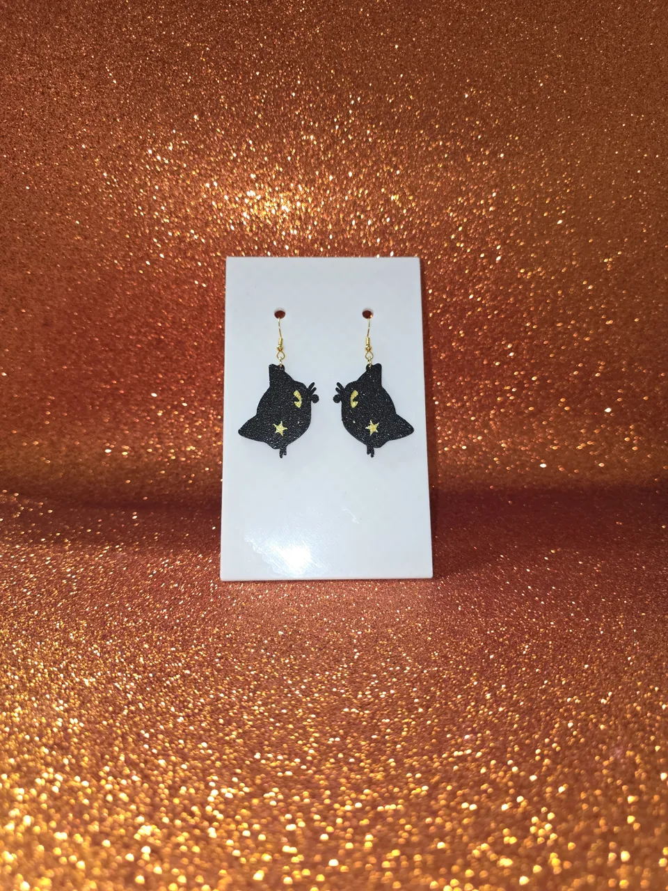 Midnight cat earrings view 2