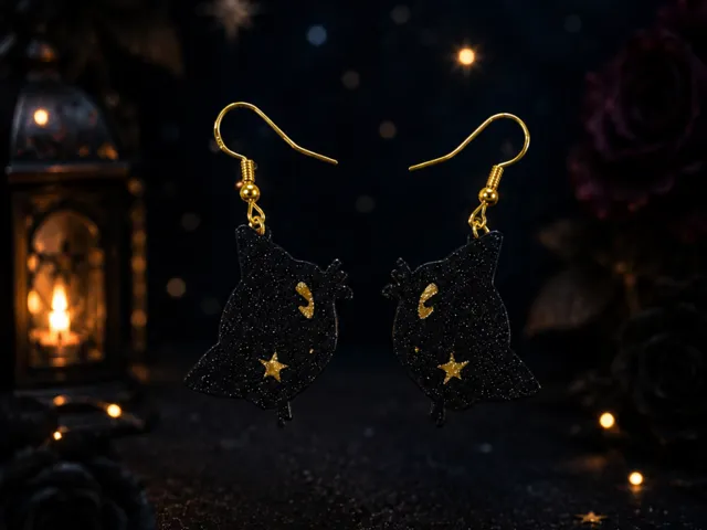 Midnight cat earrings