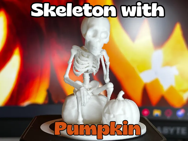 Skeleton with Pumpkin
