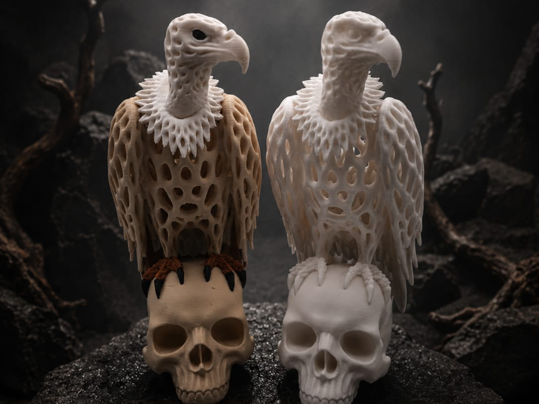 Gothic Vulture on Skull Duo – VORONOI Design
