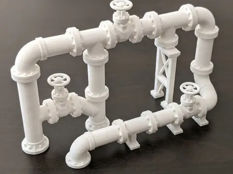 Escenografía en miniatura: Industrial Pipe Network — referencia de MakerWorld