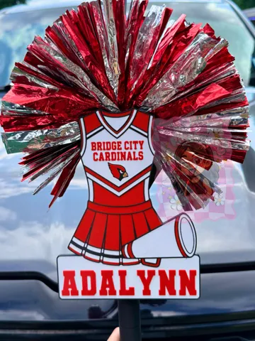Letrero o emblema decorativo: Bridge City Cardinals Cheer Spirit Stick Template — vista de referencia 2