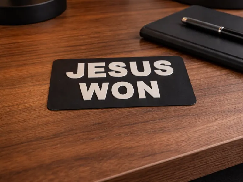 Jesus Won Decor Card