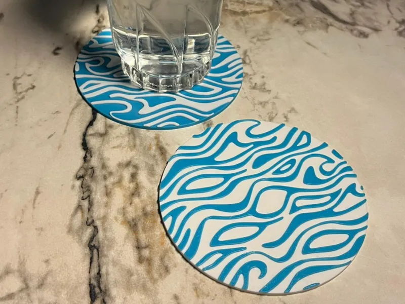 Modern Abstract Wave Coaster (Easy 2-Color)