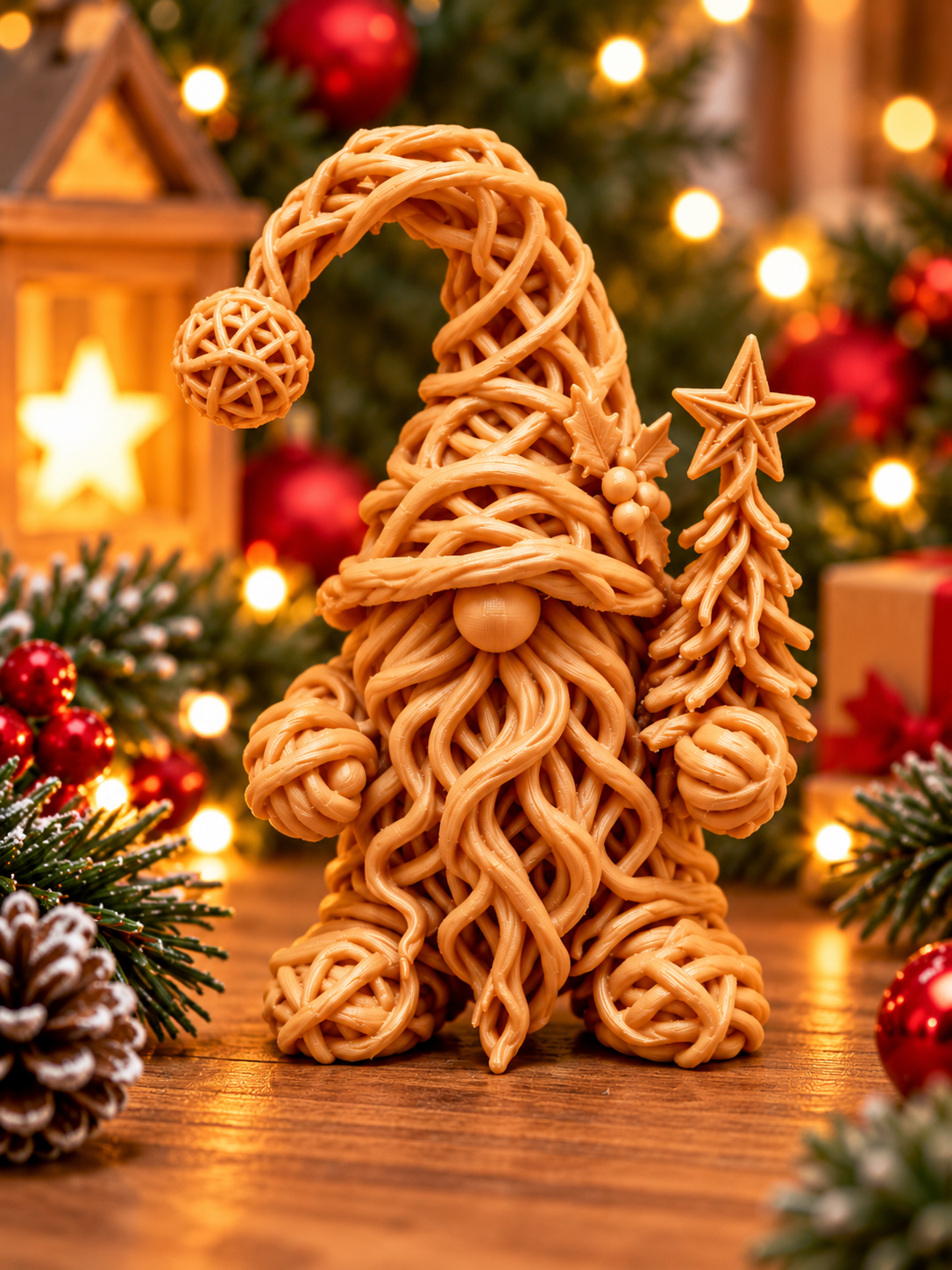 Woven Christmas Gnome with Tree - 1