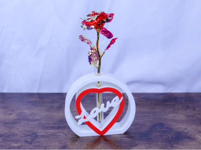 Valentines love Heart Vase With Glass Holder