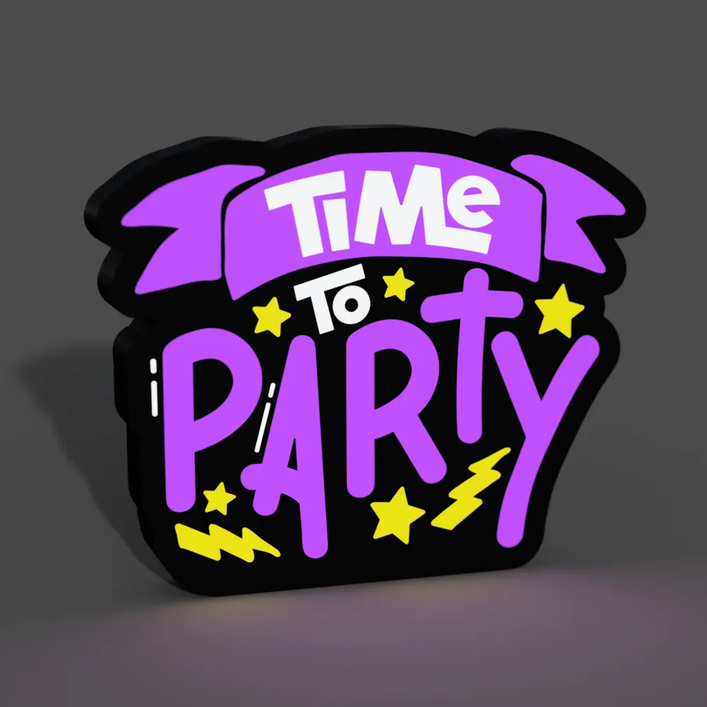 Time to Party Lightbox LED Lamp - Free 3D Print Model - MakerWorld