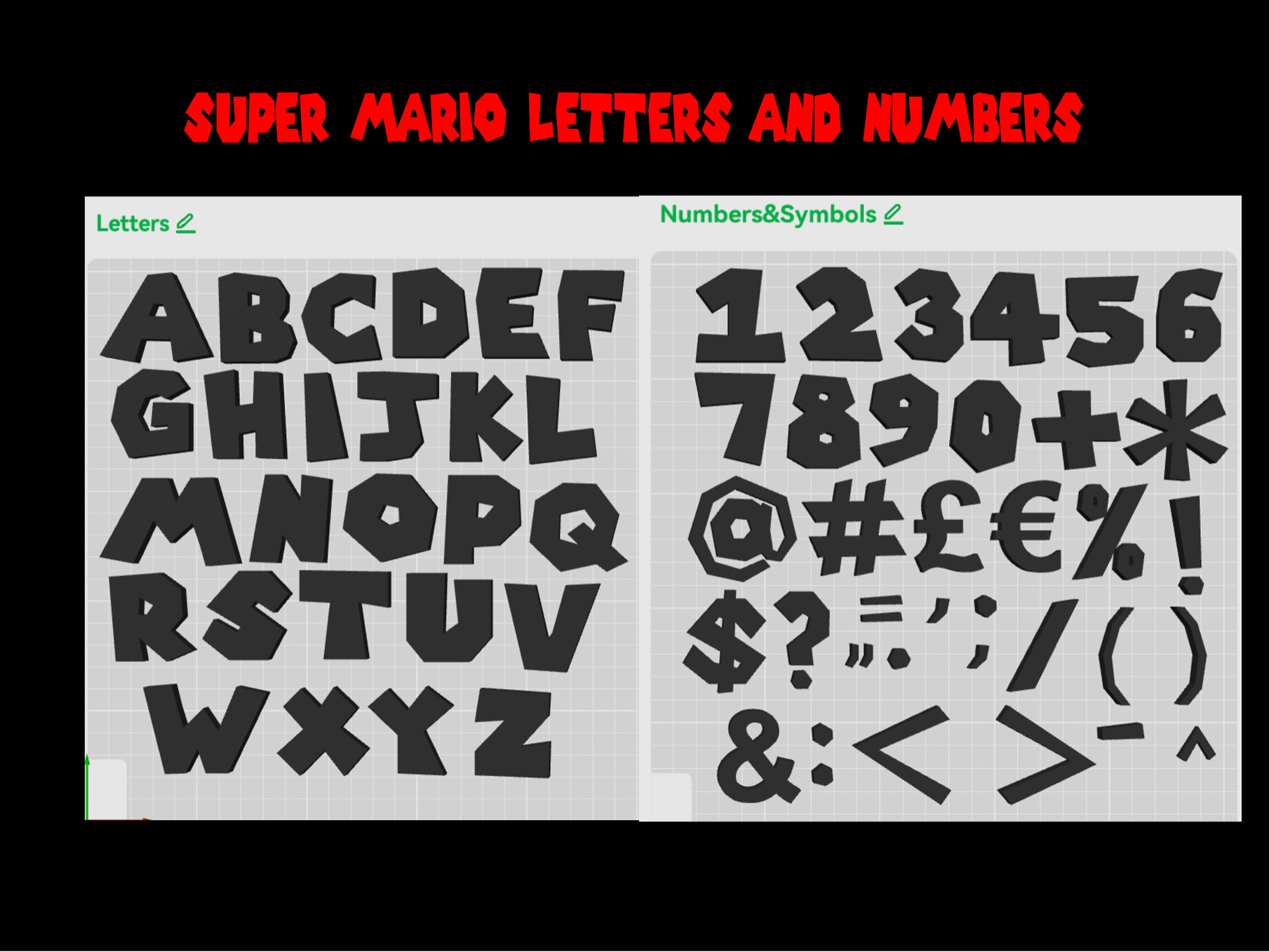 Super Mario Bros Alphabet Letters & Numbers