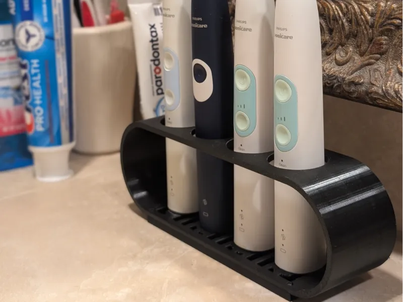 4-Slot Sonicare Toothbrush Stand with Drip Tray